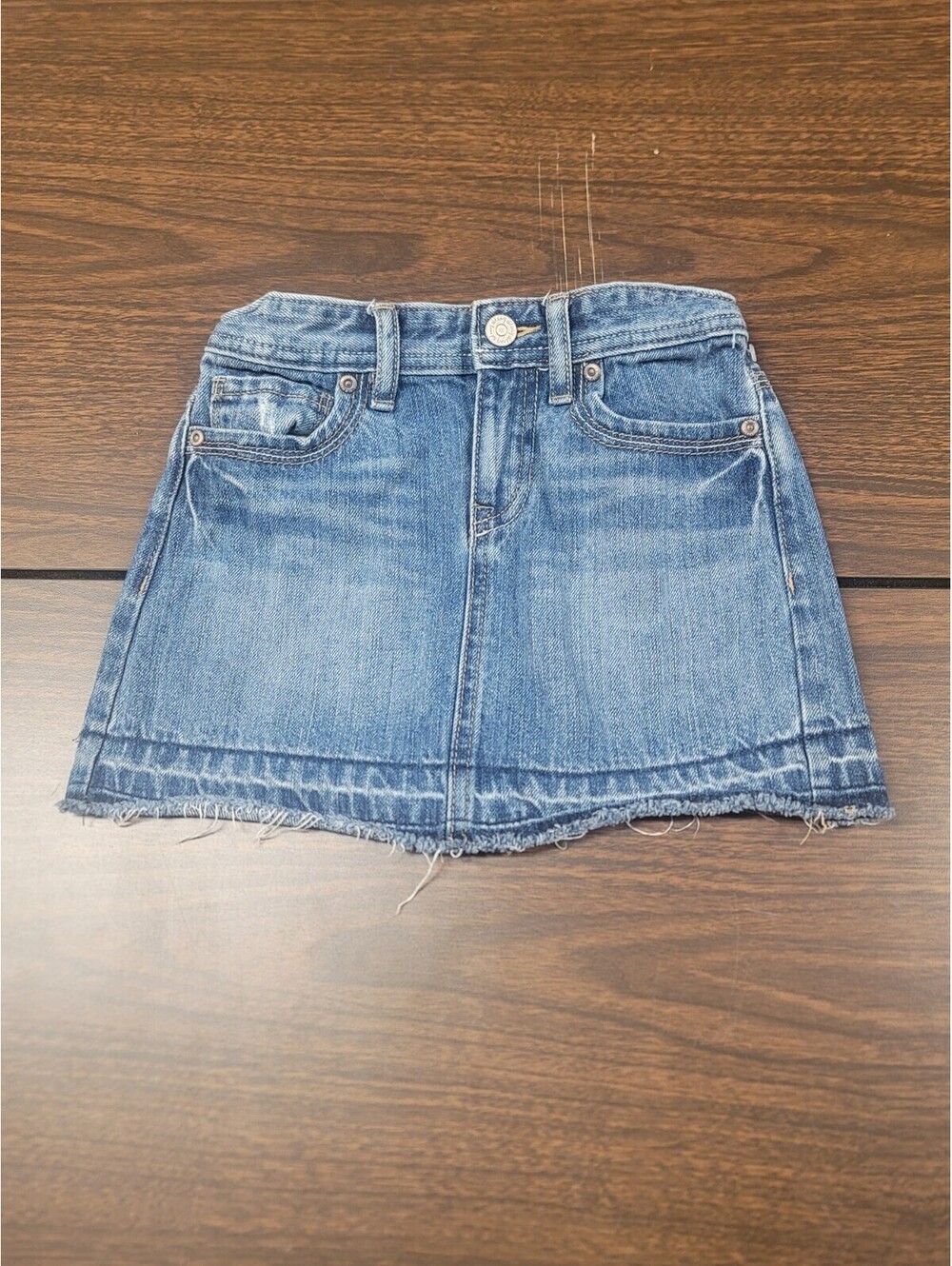 Girls Old Navy Skirt Size 8 Blue Jean Denim Button Adjusters